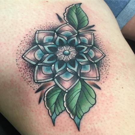 Tattoos - Mandala with leafs by Jake - 132693